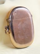 VICTORIAN 9CT GOLD VESTA CASE of rectangular 'D-end' shape, having engraved initials, London 1896,