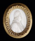 ITALIAN IVORY PORTRAIT MEDALLION OF POPE CLEMENT XI (1649-1721), 18th Century, carved in low