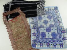 OLD YEMENI WEDDING VEIL, from Zabid region, woven metal thread on a red cloth, 57 x 27cm; a