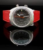UNUSUAL DRIVER'S OMEGA 'CHRONOSTOP' STAINLESS STEEL CHRONOGRAPH WRISTWATCH, ref. 145.010, c.1969,