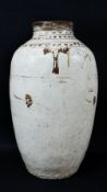LARGE CHINESE CIZHOU JAR, slip-glazed and painted with stylized flowers in brown, 69cms high