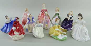 ELEVEN ROYAL DOULTON BONE CHINA FIGURINES comprising 'Rose' HN 1368,'Debbie' HN 2400, 'Babie' HN