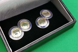 PAIR OF 10K GOLD & ENAMEL CUFFLINKS, of circular design, 5.0gms, in box Provenance: private colle