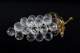 SWAROVSKI CRYSTAL 'SPARKLING FRUIT' BUNCH OF GRAPES, gilt mount, 16cms high