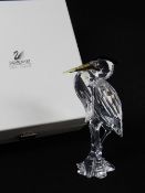 SWAROVSKI CRYSTAL 'FEATHERED FRIENDS' SILVER HERON, in original box, 14.5cms high