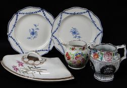 CAMBRIAN POTTERY SUPPER DISH & MATCHED COVER, former with fruiting vine border, latter with named