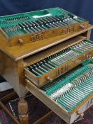 MODERN WALKER & HALL ELECTROPLATED CANTEEN, in three drawer Elizabethan style oak chest, complete