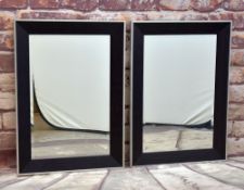 PAIR MODERN ALUMINIUM & WOOD FRAMED WALL MIRRORS (2)