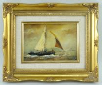 I.J.H oil on panel - sail boat at sea, signed, 11 x 16cms Provenance: deceased estate Neath/Port