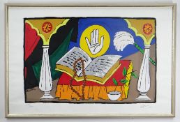 MAQBOOL FIDA HUSAIN (Indian, 1915-2011) limited edition (286/290) screenprint - rosary and open