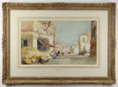 GEORGE CHARLES HAITE (1855-1924) watercolour - Venice Fruit Stall, signed and dated 1904, on Richard