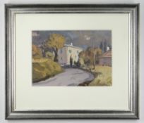 GARETH THOMAS oil on board - 'Road to Les Tourrettes, Luberon Valley, Provence', a French village