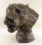 DONALD GREIG (South African, b. 1959) limited edition (9/40) bronze - Leopardo, head study of a