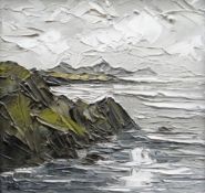 MARTIN LLEWELLYN oil on canvas - entitled verso 'North Pembrokeshire Coast', signed with initials, 2
