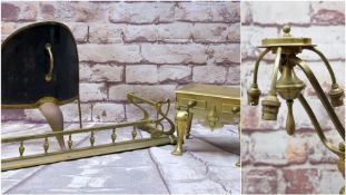 ASSORTED BRASSWARE, including VIctorian footman, 42cms w, art nouveau fender, 133cms w, bowed
