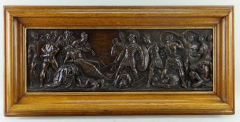 CLASSICAL REVIVAL REPOUSSE COPPER PLAQUE, depicting soldiers with captives and slain youths, x in