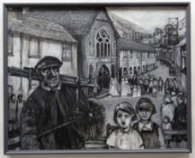 IRENE ELIZABETH THOMAS oil on canvas - 'The Sweep and the wedding', signed, 78 x 99cms