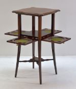 EDWARDIAN MAHOGANY & SATINWOOD CROSSBANDED SQUARE TEA TABLE, with four folding side flaps with