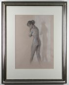 DAVID KNIGHT pencil and chalk - Nude Study Woman Standing, signed and titled verso, with Albany
