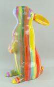 ALEX ECHO composition with resin - Starfire, seated rabbit sculpture in multicolours, signed, with