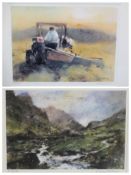 WILLIAM SELWYN limited edition prints (2) 218/300 - farmer and tractor, 33.5 x 42.5 and Snowdonia