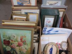 FRAMED & UNFRAMED WATERCOLOURS, vintage and later pictures and prints, a good mixed quantity (within