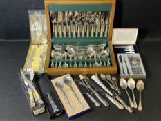 CANTEEN OF KINGS PATTERN CUTLERY - 12 place settings, 126 pieces, crown topped salad servers,