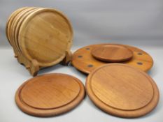 A 'DIGSMED OF DENMARK' mid-century teak type Lazy Susan, 41cms diameter, other wooden table and