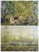 ALAN MACKAY impressionist painting after Edouard Manet's 'The luncheon on the grass' together with