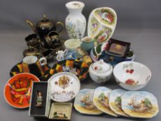 POOLE & OTHER POTTERY DISHES, Cobalt and gilt Bavarian teaset, Royal Worcester Evesham, ETC