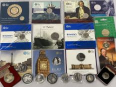1-oz FINE SILVER COINS BY ROYAL MINT (5) dated 2008, 2011, 2014, 2015 and 2017, 2004 silver £2