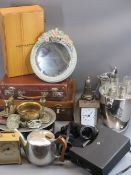 METALWARE - quantity of EPNS, ornamental brass, Picquot ware teapot, Barbola mirror, EPNS