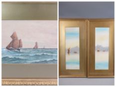 MARINE WATERCOLOURS, a collection - PARISH, BARNES, GRAHAM, ETC, 23 x 51cms the largest