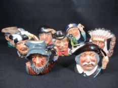 ROYAL DOULTON CHARACTER JUGS (8) - Rip van winkle D6438, Old Salt D6551, North American Indian