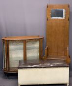 VINTAGE FURNITURE PARCEL, 3 ITEMS to include an oak mirrored box seat hall stand, 179cms max H,