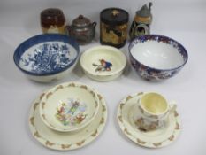 ROYAL DOULTON BUNNYKINS (4 PIECES), Doulton Lambeth tobacco jar, Bretby tobacco jar and assorted