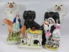 STAFFORDSHIRE DOGS, TWO PAIRS - 30cms and 25cms respectively, and flatbacks to include Gipsy Girl