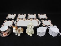 SYLVAC TERRIER, 12.5cms H, a similar poodle, Crown Derby cup and saucer, Woods ware, Montrose '