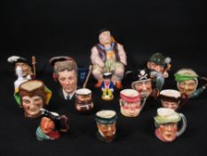 ROYAL DOULTON CHARACTER JUGS - Long John Silver, 10cms H, Michael Doulton, 11cms H, others
