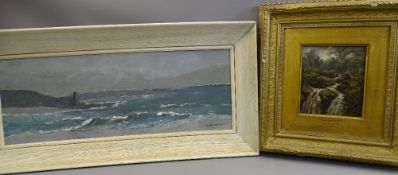 G ROBERTS oil on board - entitled verso 'Barmouth', signed, 21 x 59cms. Also, E A Williams - 'On the