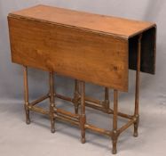 GEORGIAN MAHOGANY SPIDER LEG DROP-LEAF TABLE - 69cms H, 81.5cms L, 29.5cms W closed