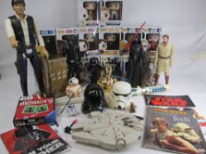 STAR WARS FIGURES, money boxes, ETC. Also pop bobble head figures