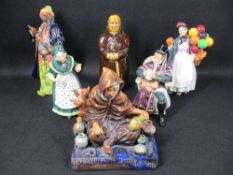 ROYAL DOULTON FIGURINES - The Coachman HN2288, Old Mother Hubbard HN2314, Blue Beard HN2105, The