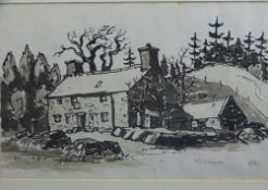 SIR KYFFIN WILLIAMS RA framed print - 'Ty Mawr', 27 x 43cms