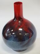 ROYAL DOULTON FLAMBE VEINED BOTTLE VASE No 1618, 24cms H