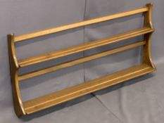 ERCOL TWIN-SHELF WALL DISPLAY STAND - with shaped ends, 50cms H, 95cms W