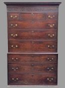 GEORGE III MAHOGANY CHEST-ON-CHEST - the cornice with Greek key detail over a blind fret frieze over