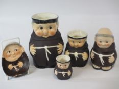 GOEBEL'S MONK JUGS - a graduated set of three, a further monk with head as lid and a tiny oval