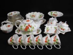 QUEENS VIRGINIA STRAWBERRY TEAWARE - approximately 34 pieces