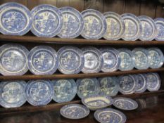 BLUE & WHITE DRESSER PLATES INCLUDING PLATTERS - approximately 36 pieces